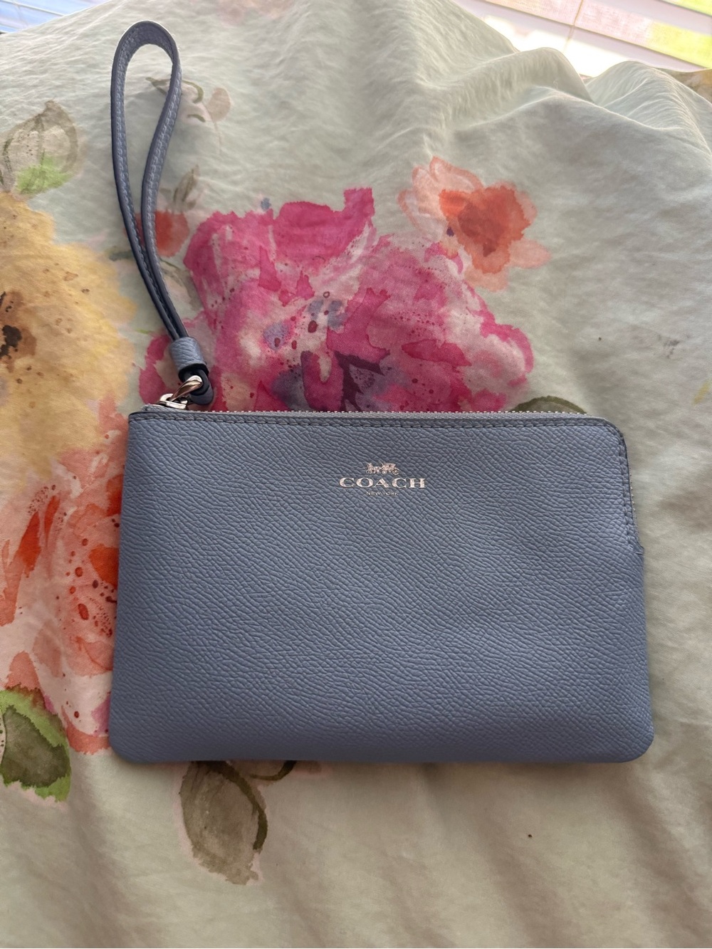Coach Dusty Blue Leather Wristlet
